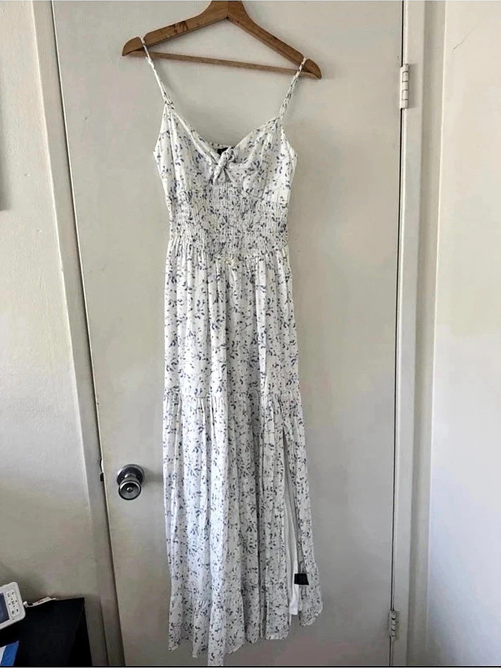 Kimchi Blue Keepsake Tie-Front Smocked Maxi Dress
